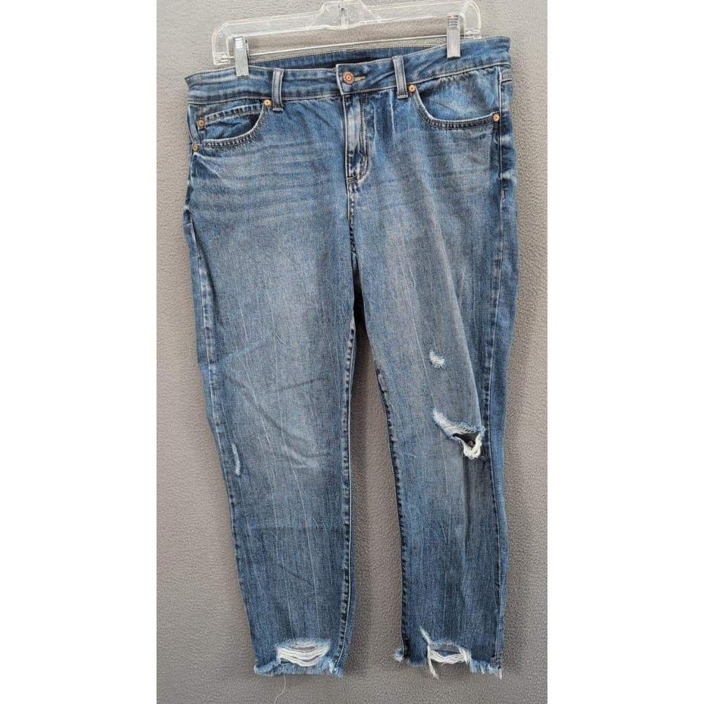 Sincerely Jules Jeans Women's‎ 13/31 Blue Denim Mid Rise Raw Hem Stretch Casual